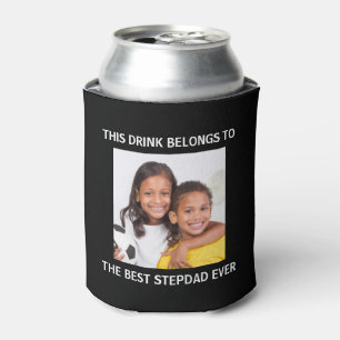 Enfriador De Latas Mejor Stepdad Foto Personalizada De Negro