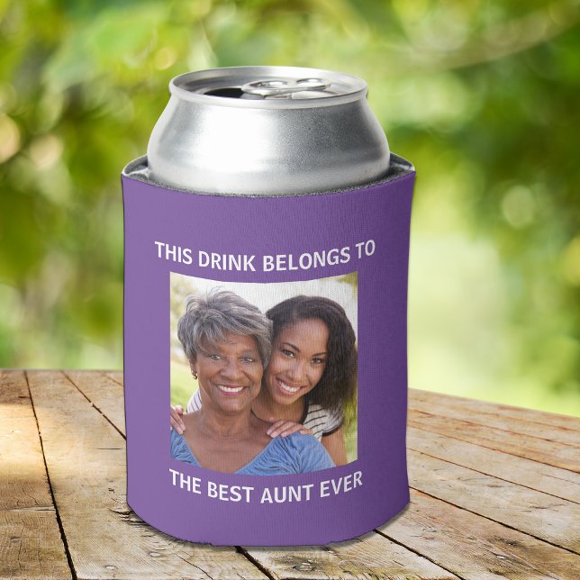 Enfriador De Latas Mejor Tía Personalizada Foto Púrpura (Subido por el creador)