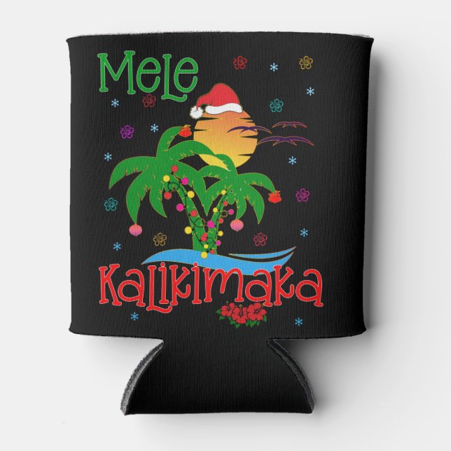 Enfriador De Latas Mele Kalikimaka Hawai Feliz Navidad Aloha (Anverso)