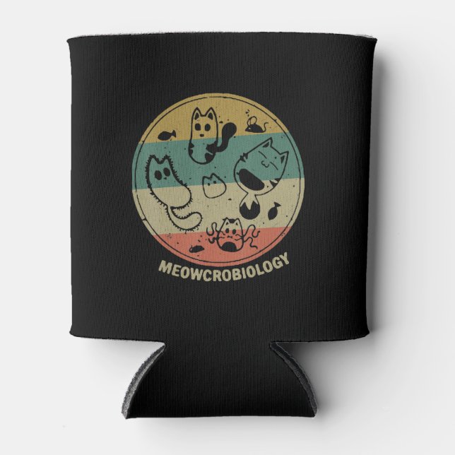 Enfriador De Latas Meowcrobiología Microbiología Ciencia Famoso Gato  (Anverso)