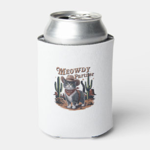 Enfriador De Latas Meowdy Partner Cowboy Cat Vintage