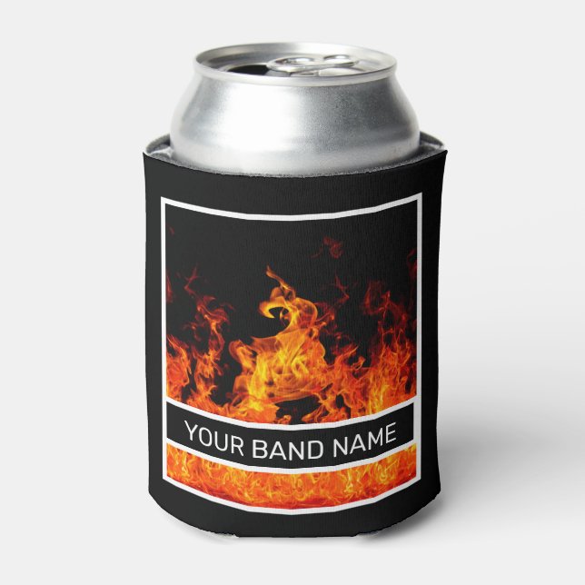 Enfriador De Latas Mercadería personalizado flama rock y música Metal (Lata Anverso)