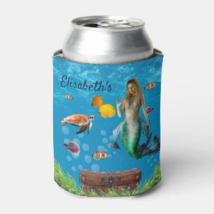 Enfriador De Latas Mermaid subacuático Treasure Hunt Fantasy Blue