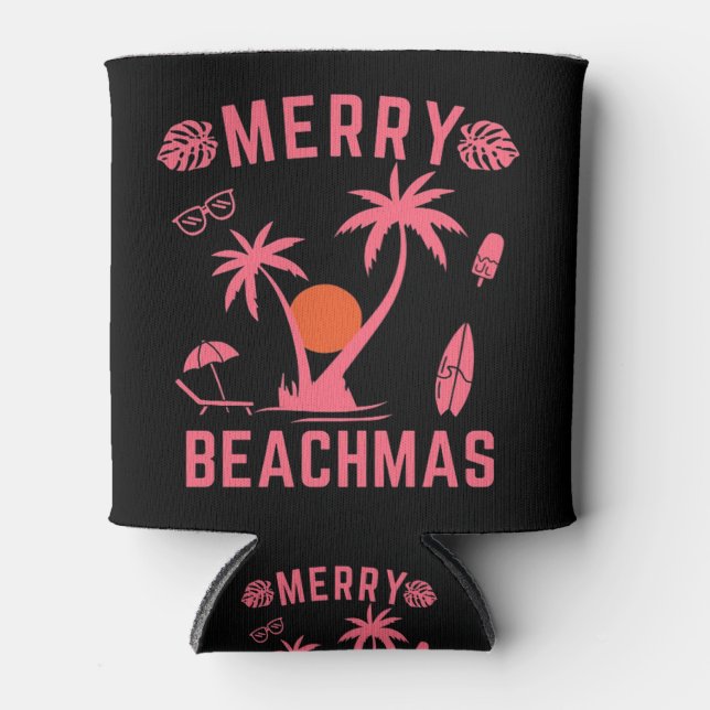 Enfriador De Latas Merry Beachmas Navidades En Julio (Anverso)