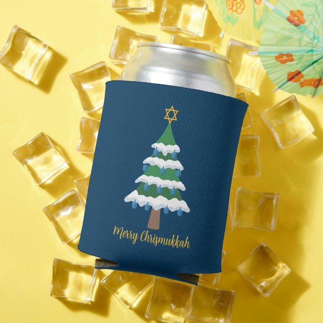 Enfriador De Latas Merry Chrismukkah Cute Hanukkah Navidades Fiesta (Verano in situ)