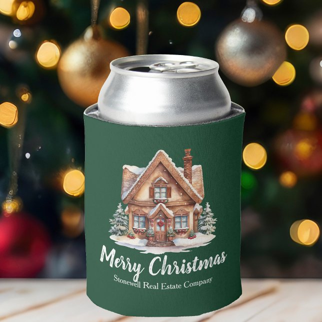 Enfriador De Latas Merry Christmas Real Estate Company Green Fiesta (Subido por el creador)