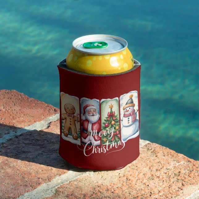 Enfriador De Latas Merry Christmas Santa Snowman Xmas Tree Winter (Piscina in situ)