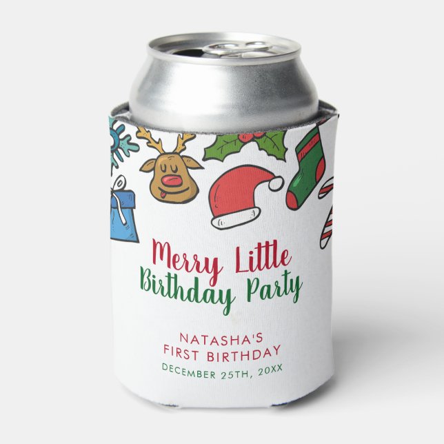 Enfriador De Latas Merry Little Navidades Birthday Personalizado Refr (Lata Anverso)