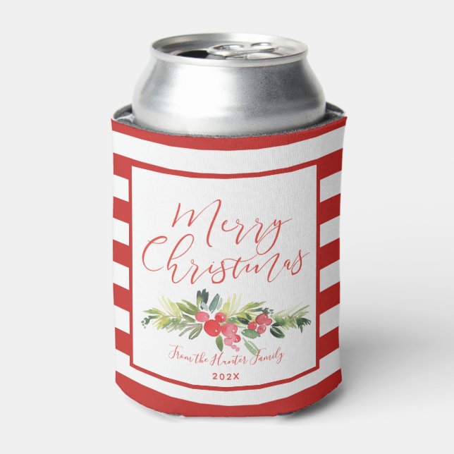 Enfriador De Latas Merry Mistletoe | Personalizado (Lata Anverso)