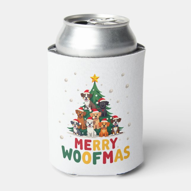 Enfriador De Latas Merry Woofmas - Merry Christmas For Dog Lovers (1) (Lata Anverso)