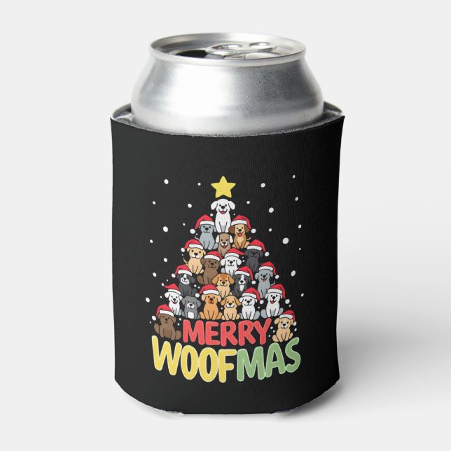 Enfriador De Latas Merry Woofmas - Merry Christmas For Dog Lovers (3) (Lata Anverso)
