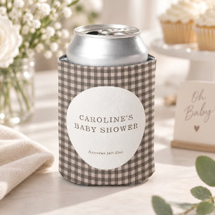 Enfriador De Latas Mesa de bebé personalizada a cuadros Gingham marró