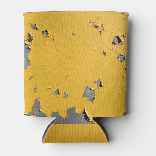 Enfriador De Latas Metalizado amarillo roto: textura sucia. (Anverso)
