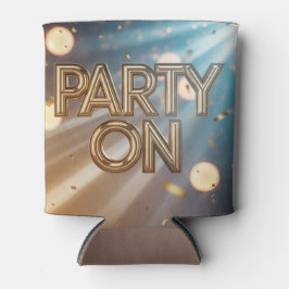 Enfriador De Latas Metallic Party On Blue Confetti 