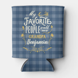Enfriador De Latas Mi gente favorita me llama abuelo Blue Gingham
