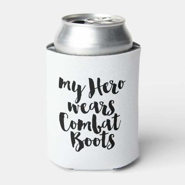 Enfriador De Latas Mi héroe usa botes de combate (Lata Anverso)