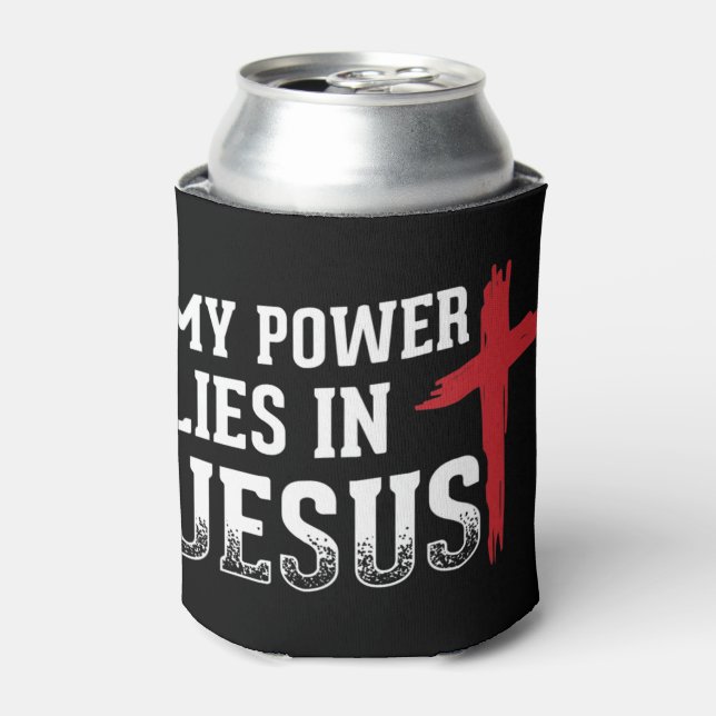 Enfriador De Latas Mi Poder Está En Jesús Cruzando La Camiseta Cristi (Lata Anverso)