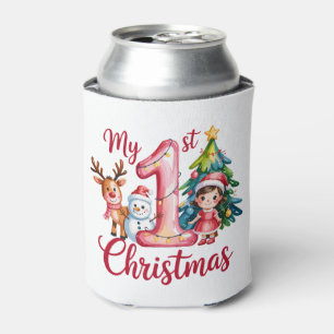 Enfriador De Latas Mi primer primer Navidad Rosa Bebé Niña Xmas Muñec