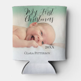 Enfriador De Latas Mi primera foto de bebé navideña añada nombre año