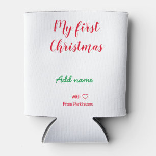 Enfriador De Latas Mi primera Navidad añadir nombre de familia con am