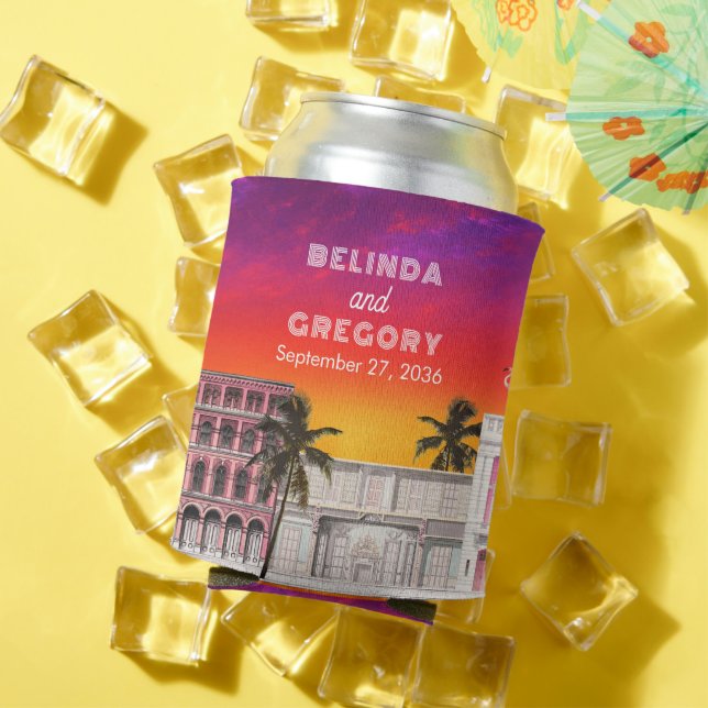 Enfriador De Latas Miami Beach Rainbow Row Charleston Palm Wedding (Verano in situ)