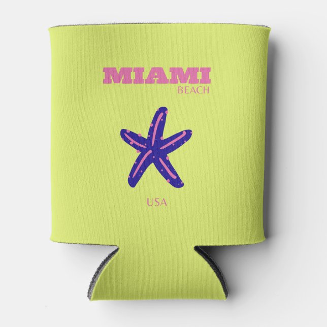 Enfriador De Latas Miami, Miami Beach, Travel Art, Preppy (Anverso)