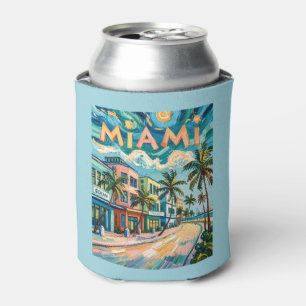 Enfriador De Latas Miami Ocean Drive Florida Playa Van Gogh Colorido