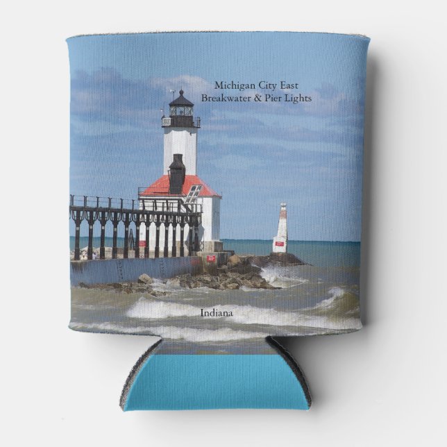 Enfriador De Latas Michigan City East Pierhead & Breakwater Lights (Anverso)