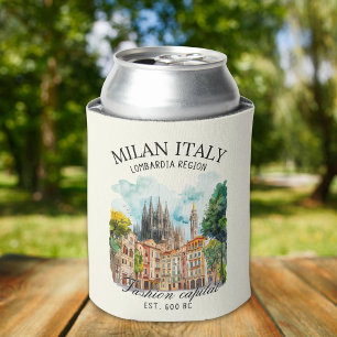 Enfriador De Latas Milan Italy Gift Idea – Watercolor City Landscape