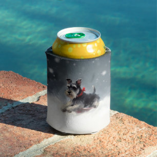 Enfriador De Latas Miniature Schnauzer Navidad nieve invierno