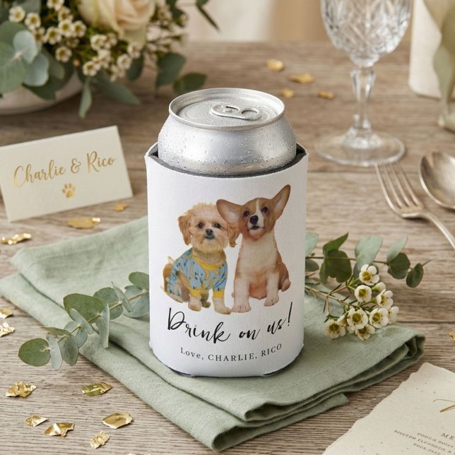 Enfriador De Latas Minimalist Dog Pet Photo Wedding  (Subido por el creador)