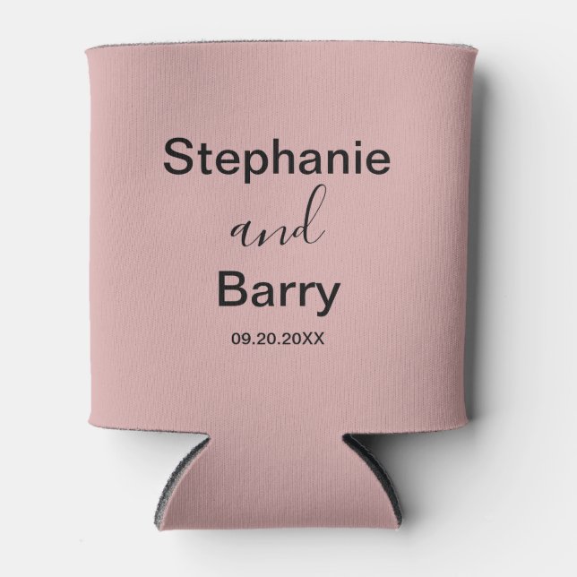 Enfriador De Latas Minimalist Dusty Pink Custom Wedding (Anverso)