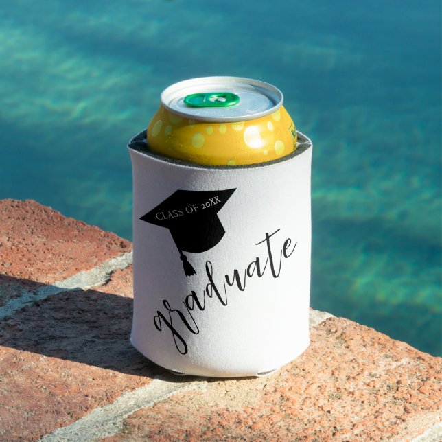 Enfriador De Latas Minimalist Grad Cap Black & White Graduation (Piscina in situ)