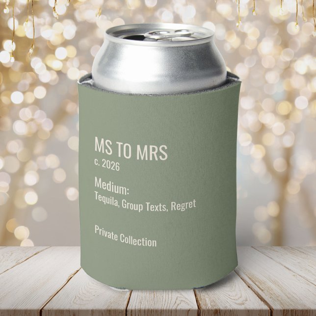 Enfriador De Latas Minimalist Museum Label Bachelorette Party Favor (Subido por el creador)