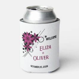 Enfriador De Latas Minimalista elegante lujo moderno floral Borgoña