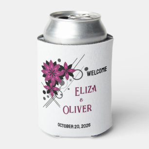 Enfriador De Latas Minimalista elegante lujo moderno floral Borgoña
