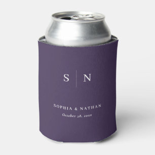 Enfriador De Latas Minimalista y Chic   Boda de Morado Oscuro