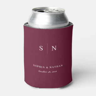 Enfriador De Latas Minimalista y Chic   Boda de Rojo Borgoña