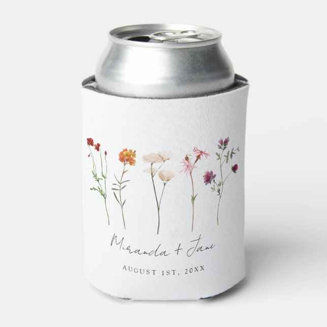 Enfriador De Latas Mínimo Boda floral del Orgullo Lésbico (Lata Anverso)