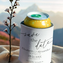 Enfriador De Latas Mínimo Fancy Black & White Script Save the Date