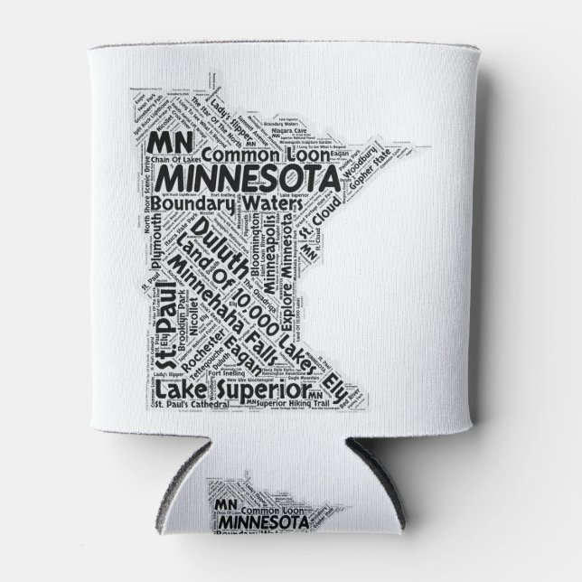 Enfriador De Latas Minnesota State Word Cloud (Anverso)