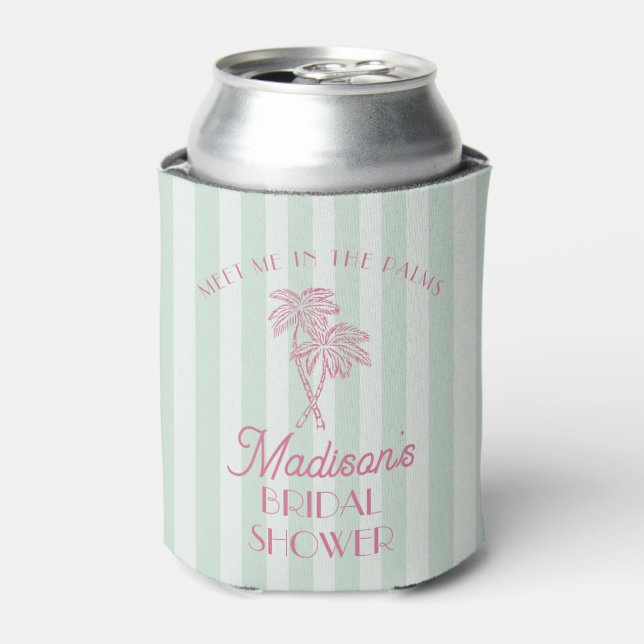 Enfriador De Latas Mint Palm Spring Pastel Beach Bridal Shower Favor (Lata Anverso)