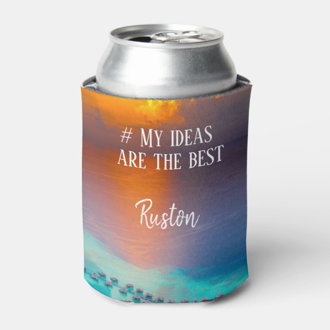 Enfriador De Latas # Mis ideas son las mejores vacaciones de Isla par (Lata Anverso)