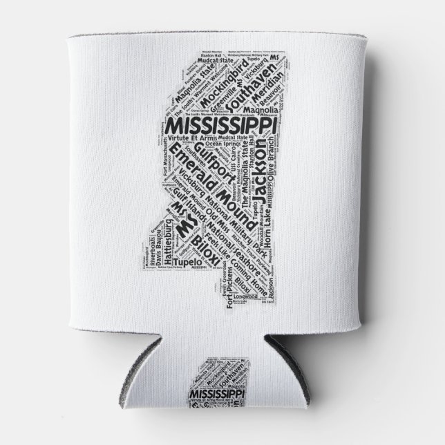 Enfriador De Latas Mississippi State Word Cloud (Anverso)