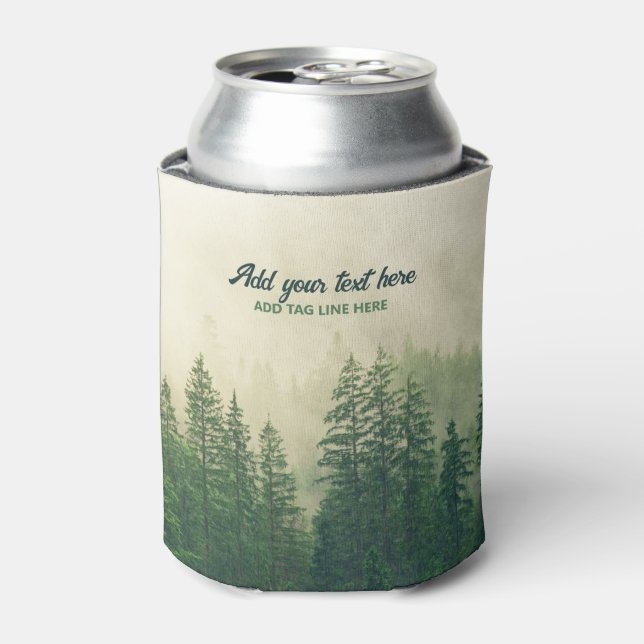 Enfriador De Latas Misty Pine Forest Trees Personalizado Keepsake (Lata Anverso)