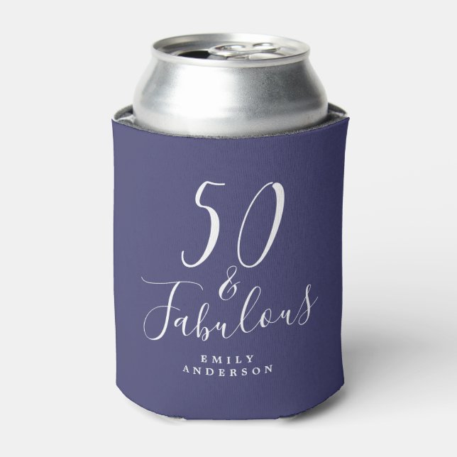 Enfriador De Latas Moda 50 Nombre fabuloso Marina Azul 50 cumpleaños (Lata Anverso)