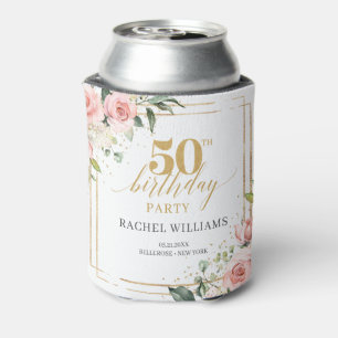Enfriador De Latas Moda acuarela flor rubor eucalipto oro 50