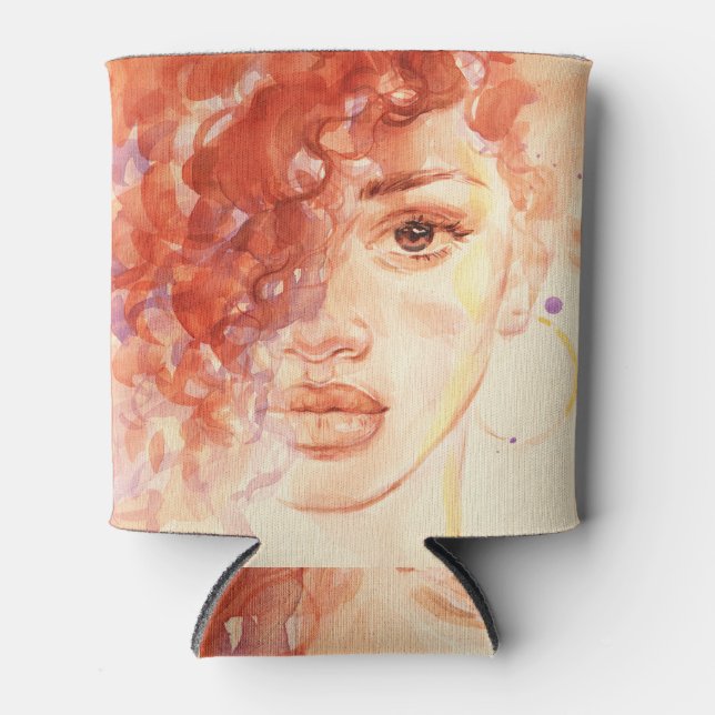 Enfriador De Latas Moda afroamericana, ilustracion acuarela. (Anverso)