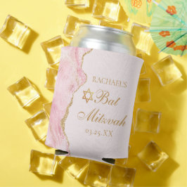 Enfriador De Latas Moda Agate de Oro Rosado Bat Mitzvah Fiesta Person