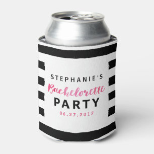 Enfriador De Latas Moda Banda negra y blanca de la bachillerato rosa
